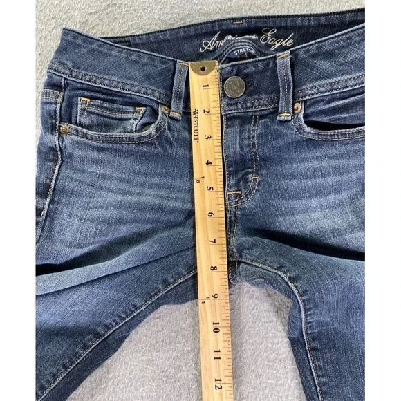 American Eagle Jeans Womens 4 Original Boot Cut Mid Rise Dark Wash Y2K Denim - Picture 9 of 14